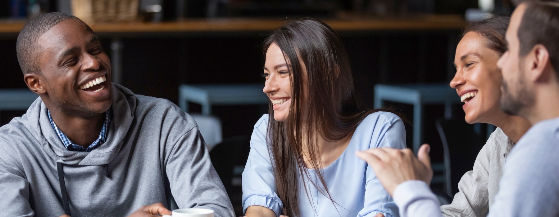 a group of people smiling