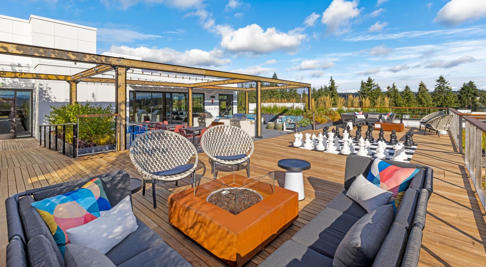 Take advantage of all Spectra has to offer a patio with a table and chairs