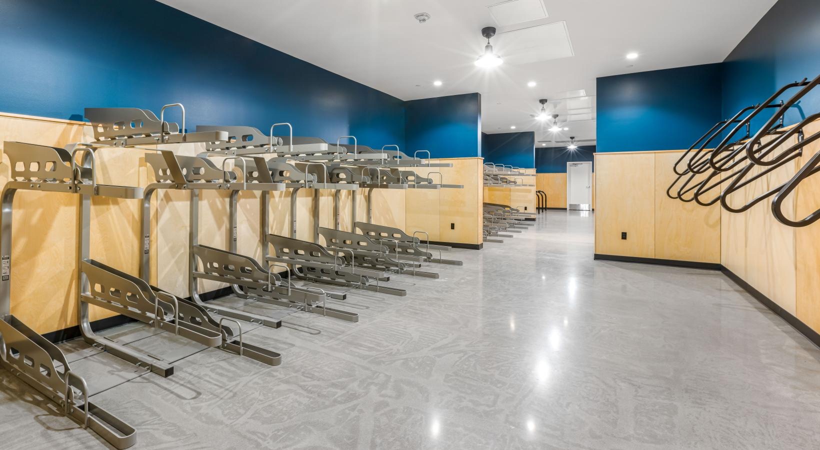 Enjoy our resident-only features a room with bike racks
