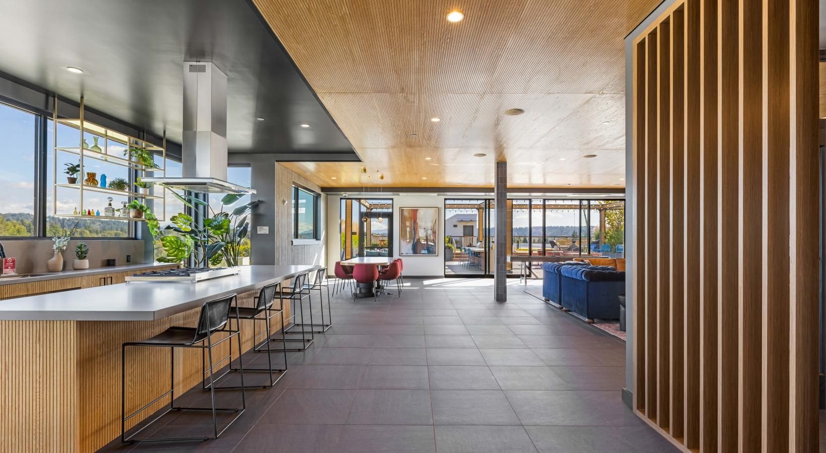 The essence of exceptional living a large kitchen with a large glass wall